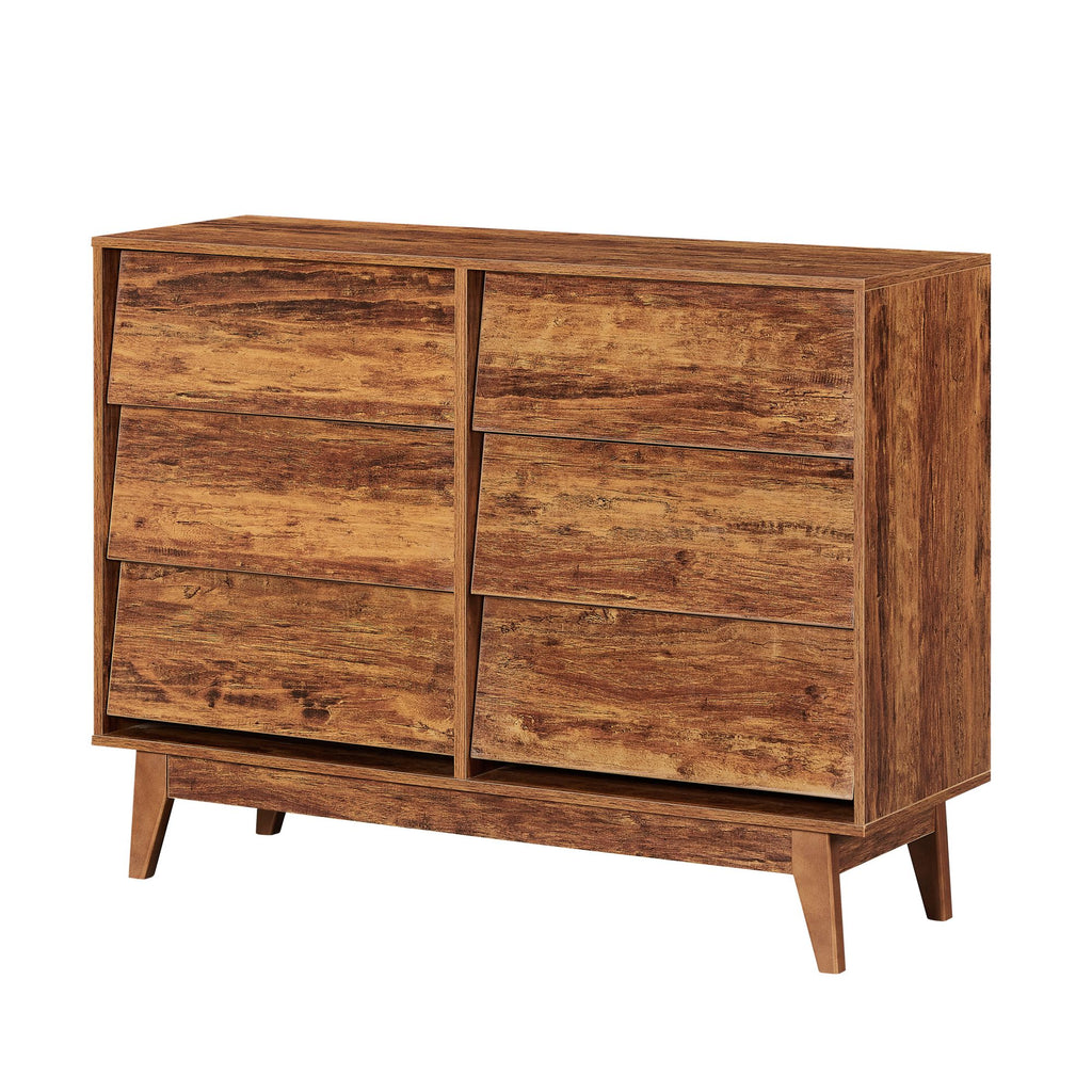 6-Drawer Double Dresser with Vintage Bevel Design