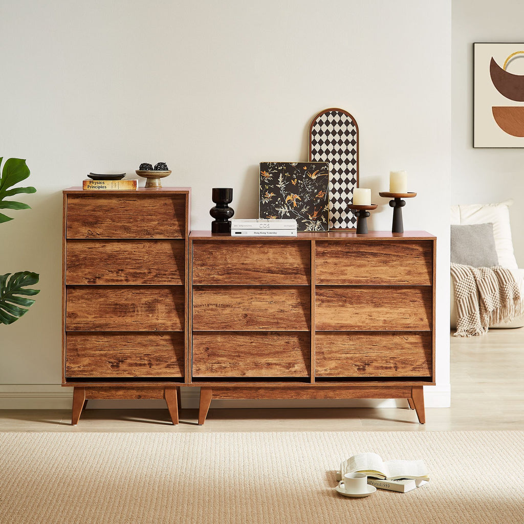 6-Drawer Double Dresser with Vintage Bevel Design