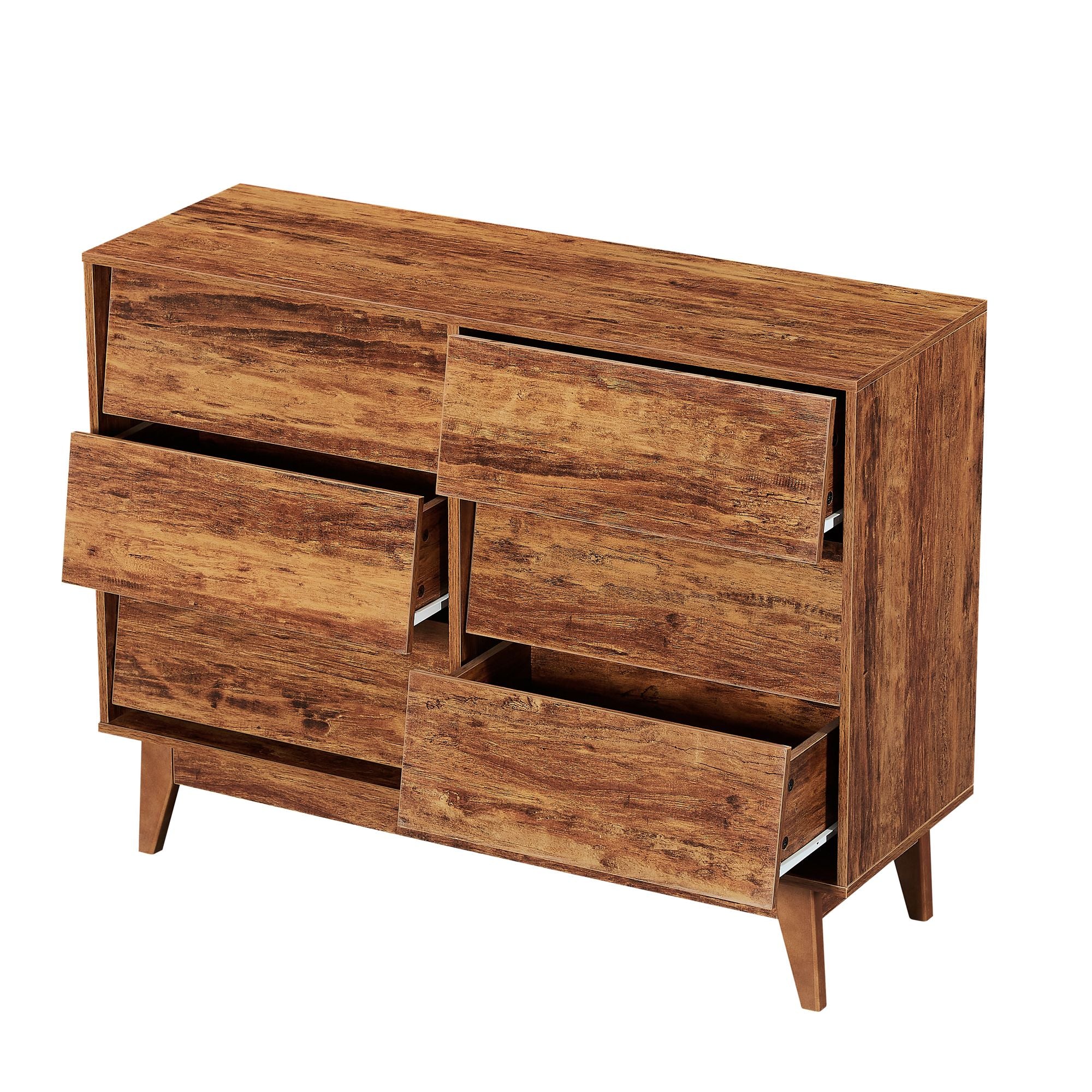 6-Drawer Double Dresser with Vintage Bevel Design