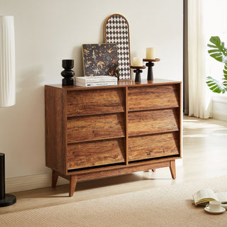 6-Drawer Double Dresser with Vintage Bevel Design