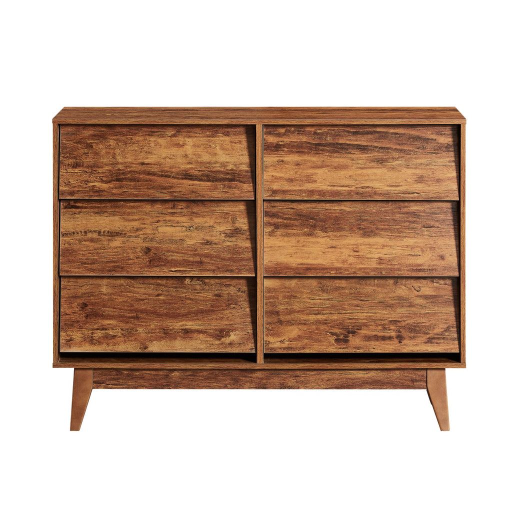 6-Drawer Double Dresser with Vintage Bevel Design