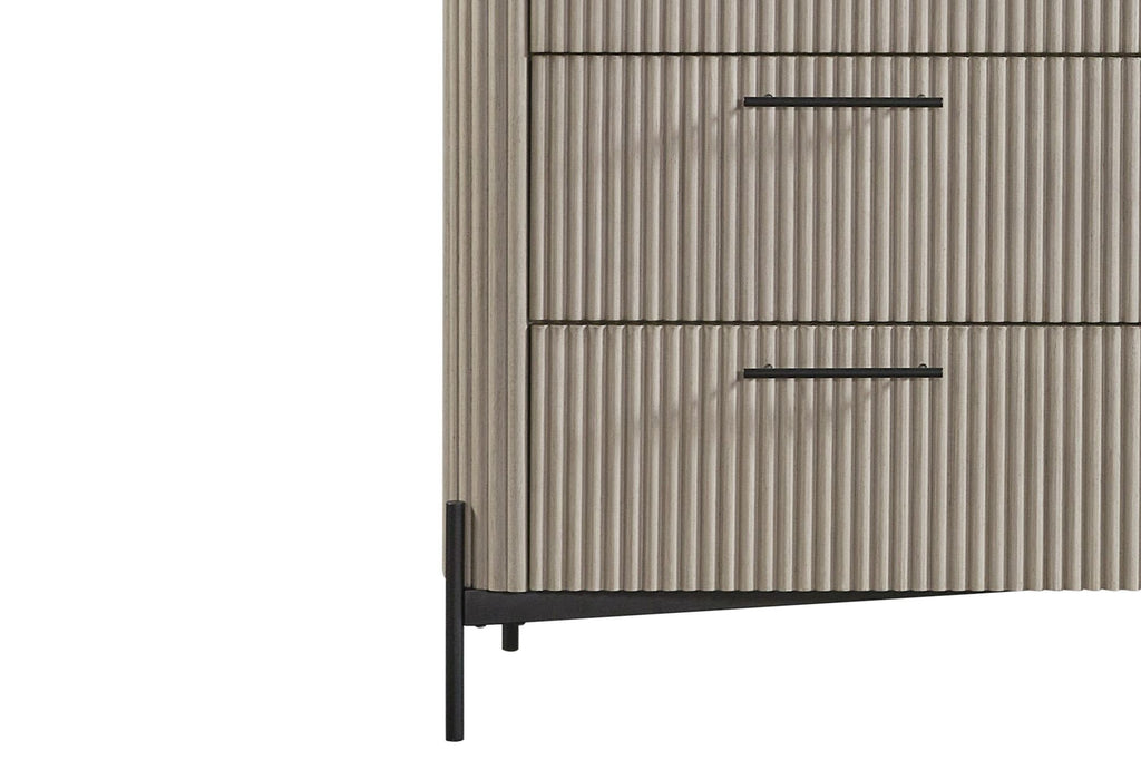Taupe Six-Drawer Dresser with Reeded Fronts