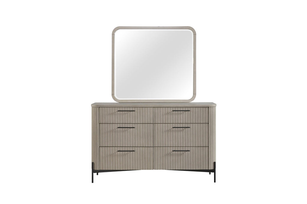 Taupe Six-Drawer Dresser with Reeded Fronts