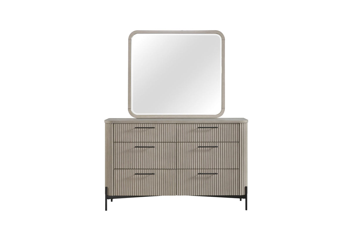 Taupe Six-Drawer Dresser with Reeded Fronts