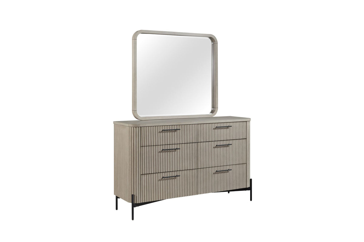 Taupe Six-Drawer Dresser with Reeded Fronts