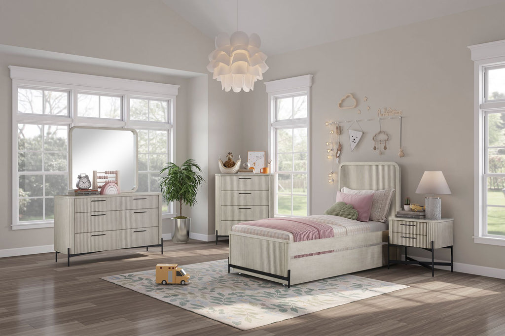Taupe Six-Drawer Dresser with Reeded Fronts