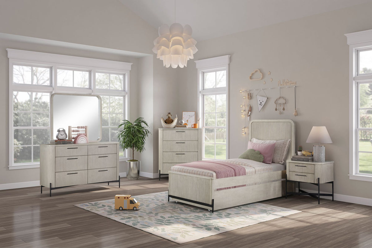 Taupe Six-Drawer Dresser with Reeded Fronts