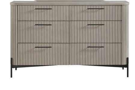 Taupe Six-Drawer Dresser with Reeded Fronts