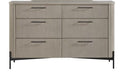 Taupe Six-Drawer Dresser with Reeded Fronts