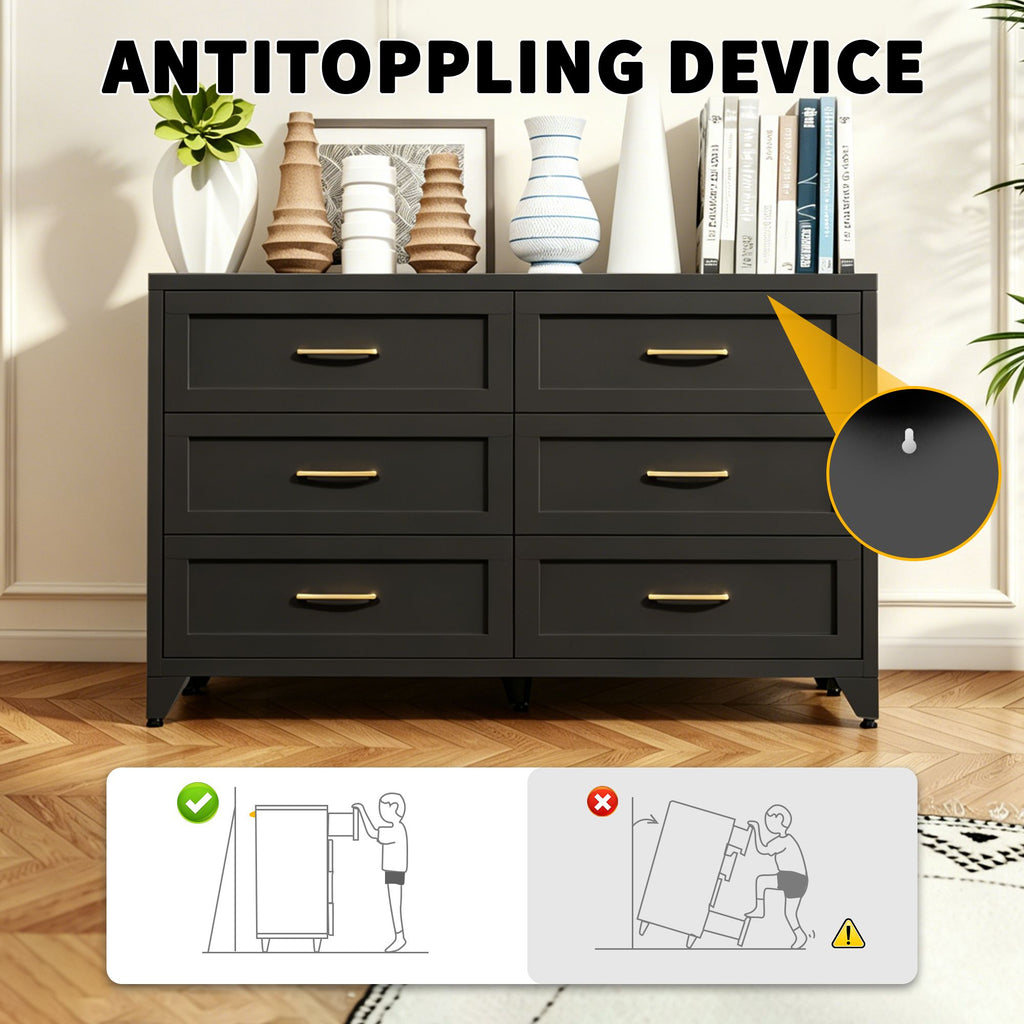 Modern Six-Drawer Dresser for Small Spaces