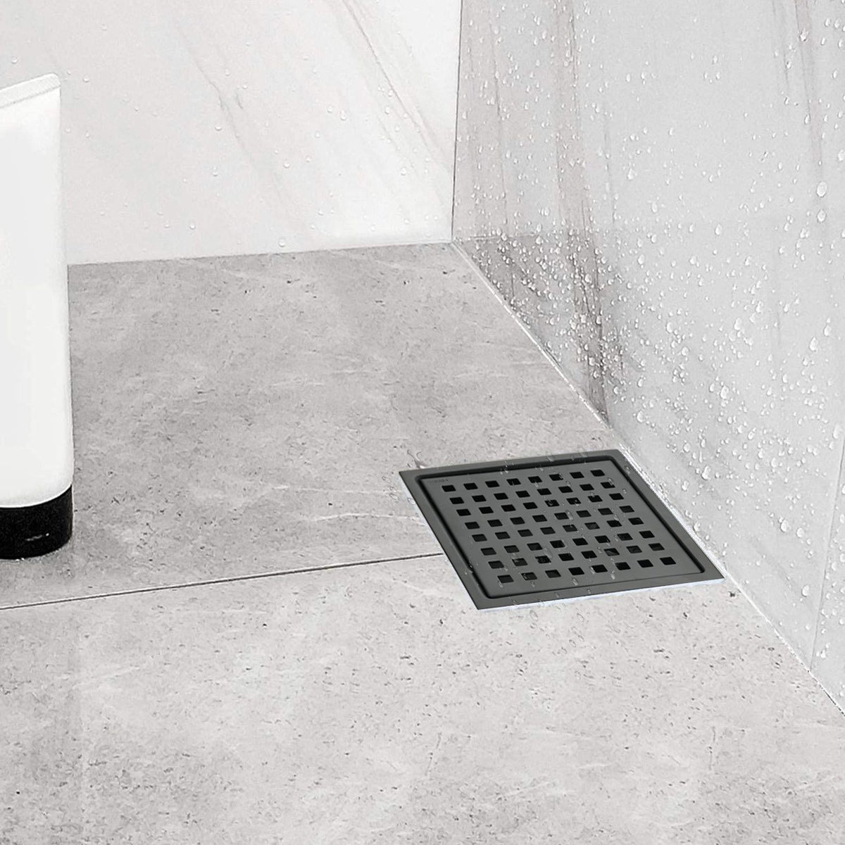 6- Square Shower Floor Drain with Hair Strainer - Smooth Drainage and Sleek Design
