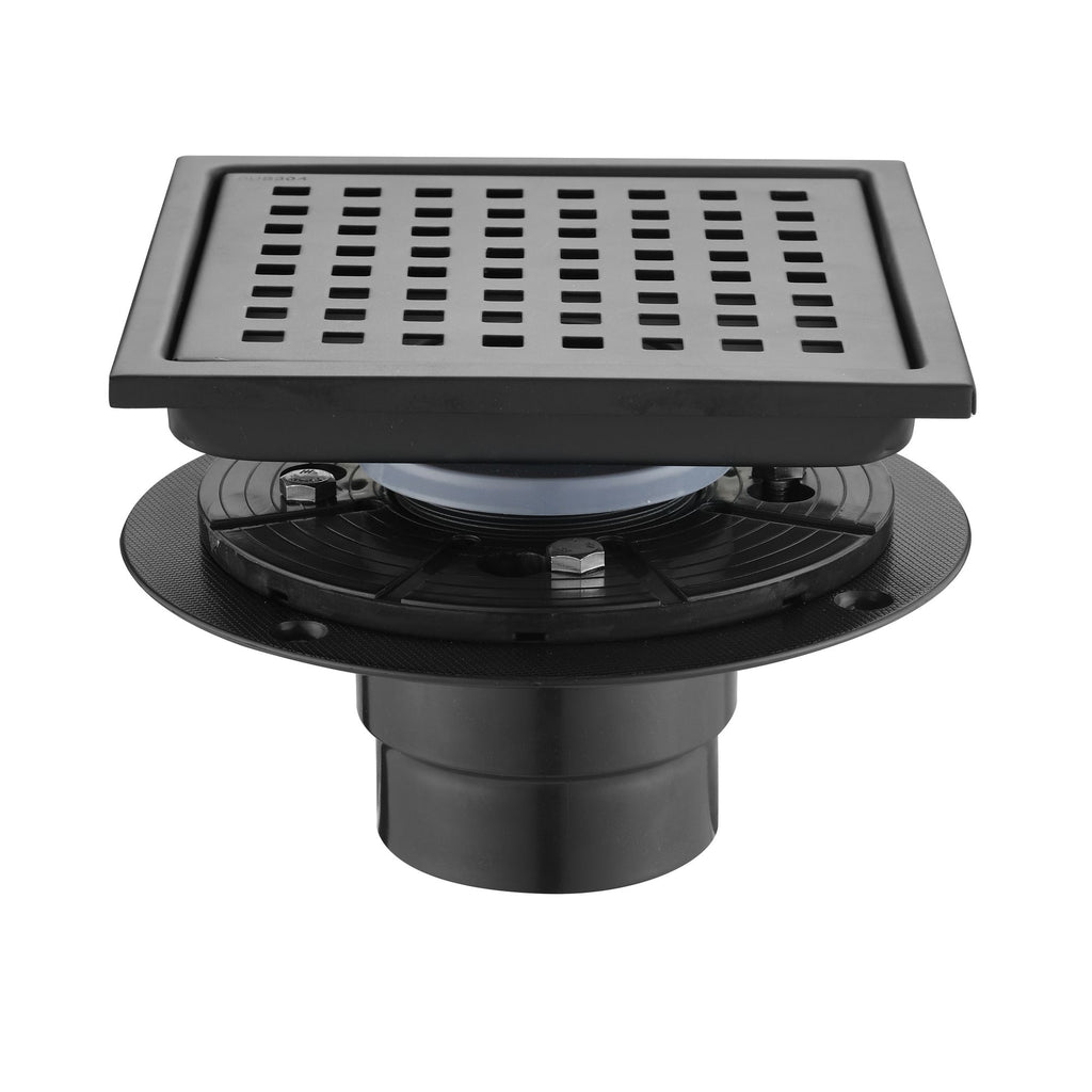 6- Square Shower Floor Drain with Hair Strainer - Smooth Drainage and Sleek Design