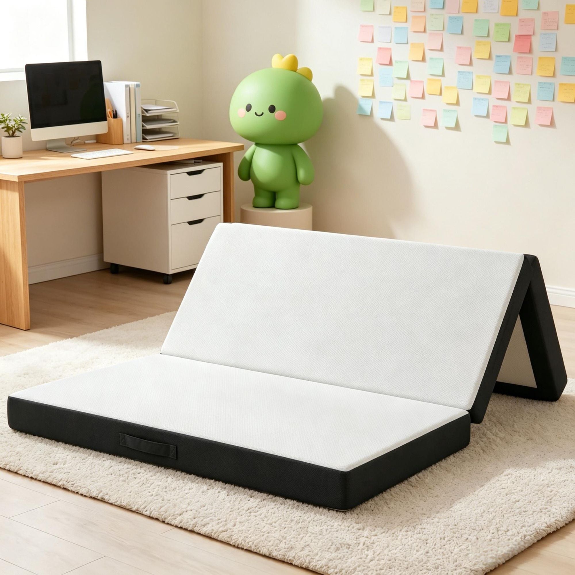 Versatile Trifold Mattress with Breathable Cover and Side Pocket