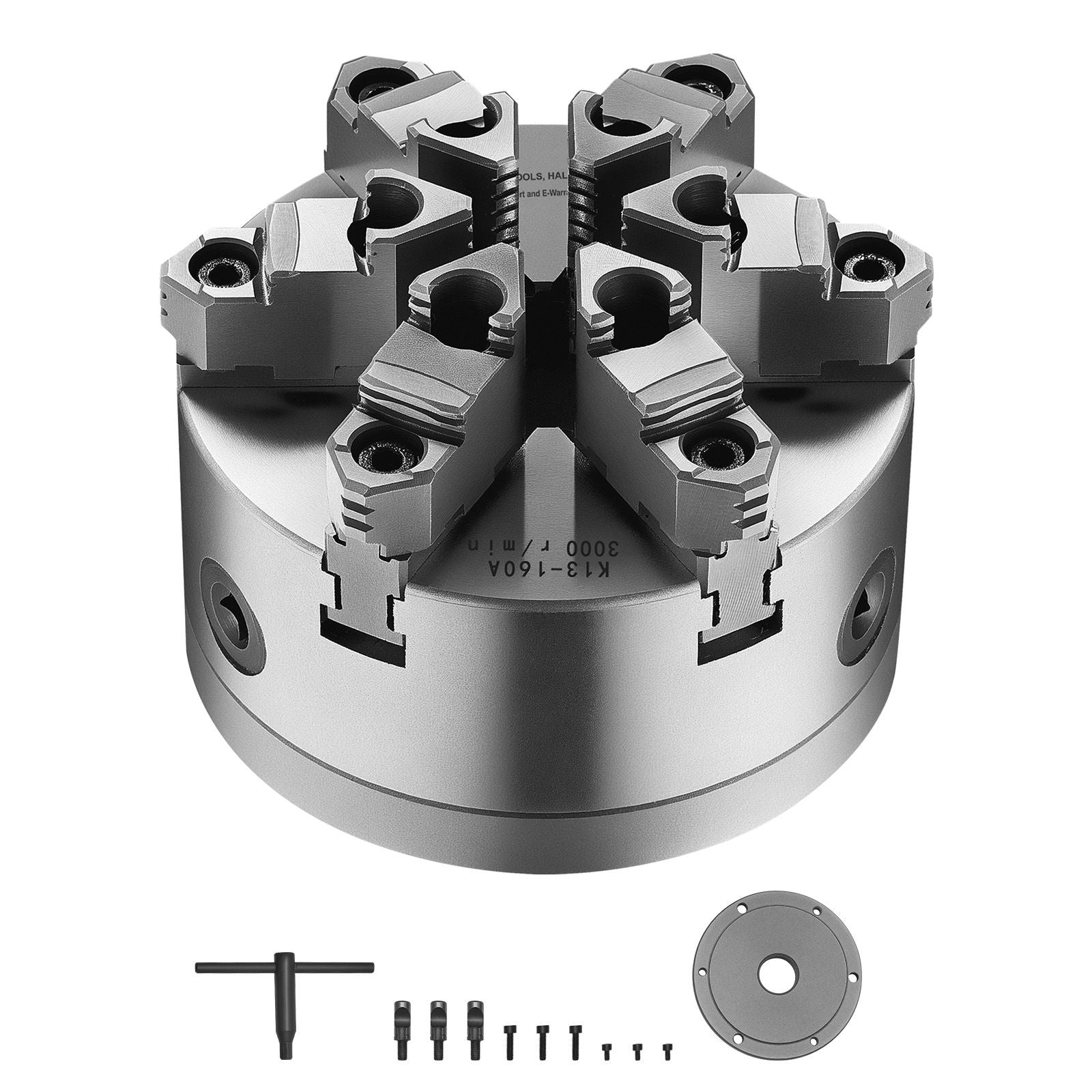 6-Jaw Lathe Chuck, 6 (), Self-Centering Chuck with D1-4 Cam Lock Backing Plate, 0.12-5.71