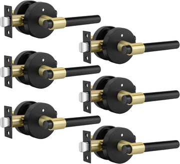 Black and Gold Privacy Door Lever Set