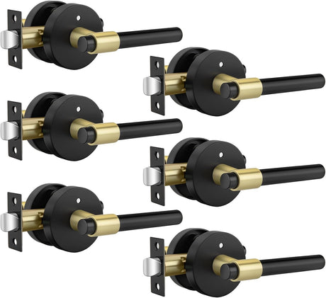Black and Gold Privacy Door Lever Set