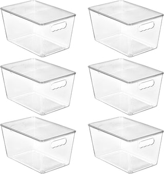 Clear Stackable Storage Bins with Lids, Set of 6 - Each