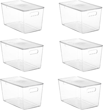 6 Pack Clear Stackable Storage Bins with Lids for Home Organization