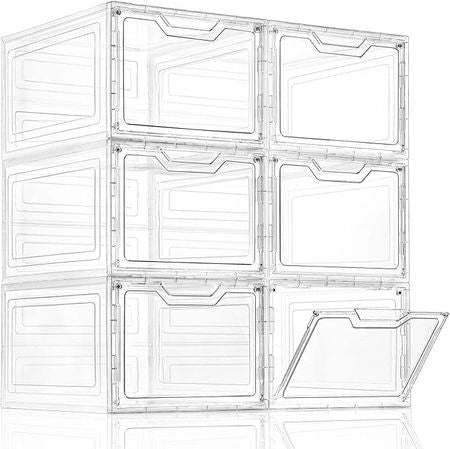 Six-Piece Clear Stackable Storage Bin Set