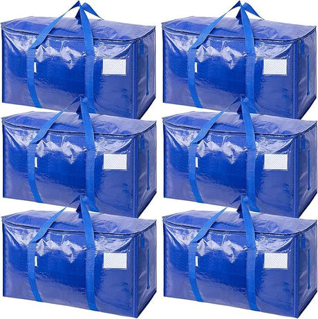 Six Zippered Moving Bags with Reinforced Handles