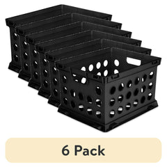 6-Pack File Crate Set – Versatile Plastic Storage Bins with Handles for Letter/Legal Files
