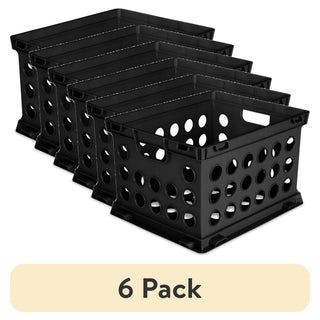 6-Pack File Crate Set – Versatile Plastic Storage Bins with Handles for Letter/Legal Files