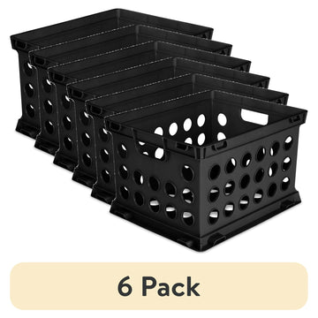 6-Pack File Crate Set – Versatile Plastic Storage Bins with Handles for Letter/Legal Files