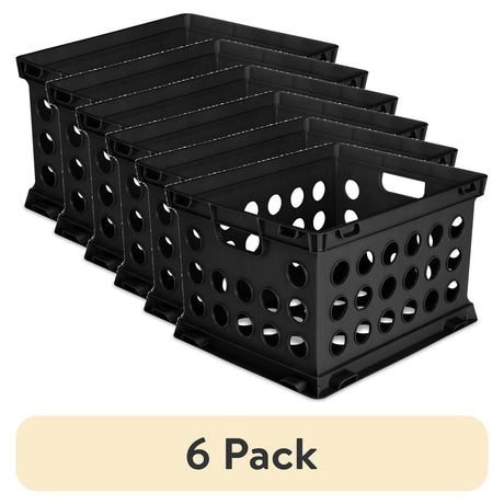 6-Pack File Crate Set – Versatile Plastic Storage Bins with Handles for Letter/Legal Files