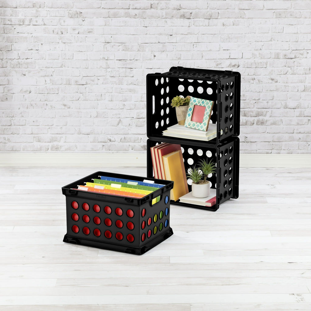 6-Pack File Crate Set – Versatile Plastic Storage Bins with Handles for Letter/Legal Files