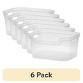 6-Pack Large Clear Plastic Open Bins with Scoop Front for Home Organization