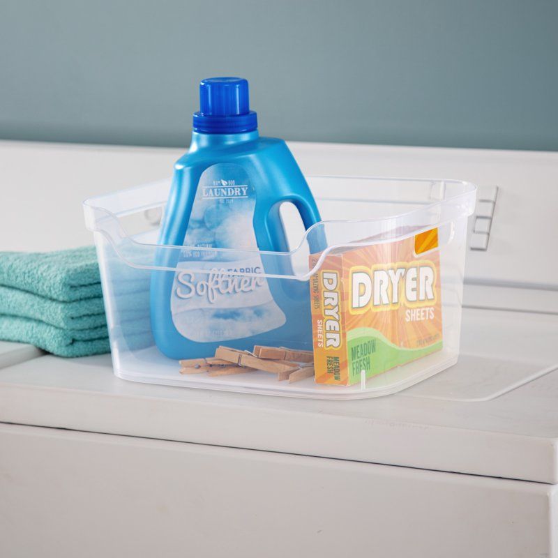 6-Pack Large Clear Plastic Open Bins with Scoop Front for Home Organization