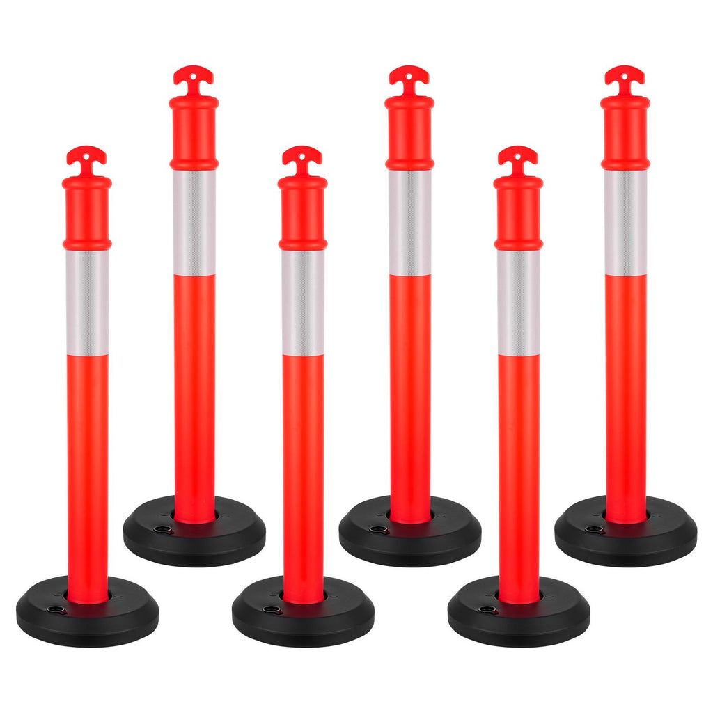 Traffic Delineator Posts with Reflective Strips and Portable Base