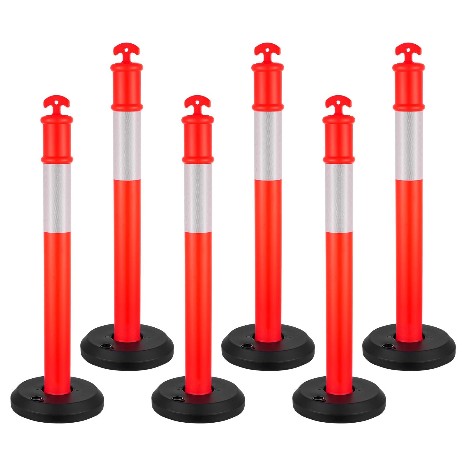 Traffic Delineator Posts with Reflective Strips and Portable Base