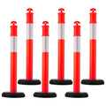 Traffic Delineator Posts with Reflective Strips and Portable Base