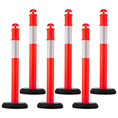 Traffic Delineator Posts with Reflective Strips and Portable Base
