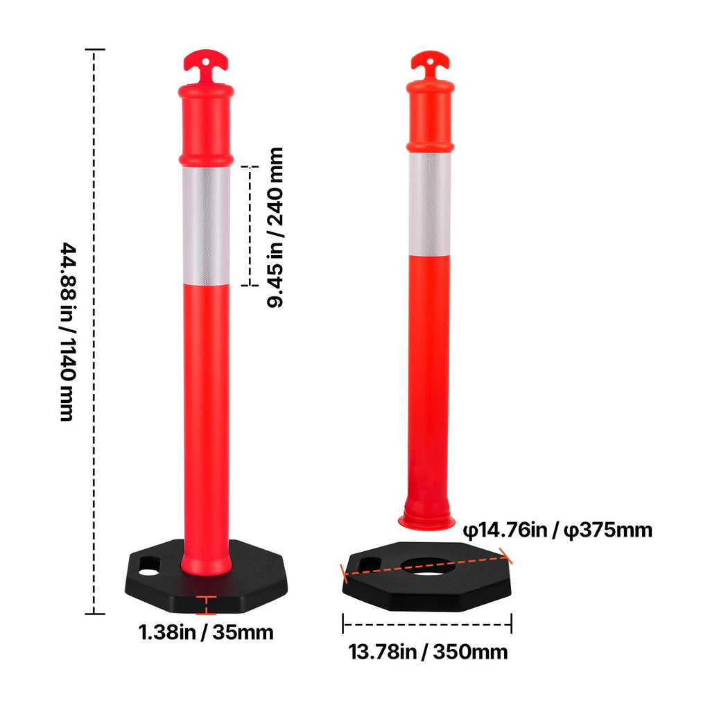 Reflective Traffic Delineator Posts with Weighted Bases