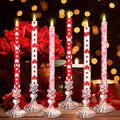 6 Pcs Valentine Day Flameless Taper Candles 10.6 Heart Shaped Candles Battery