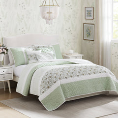 6-Piece Floral Quilt Set with Shabby Chic Decorative Pillows