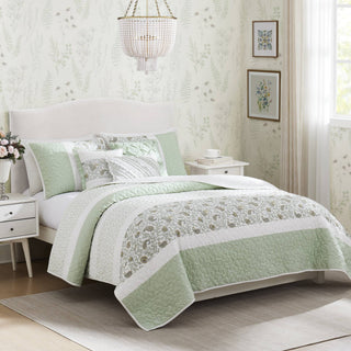 6-Piece Floral Quilt Set with Shabby Chic Decorative Pillows