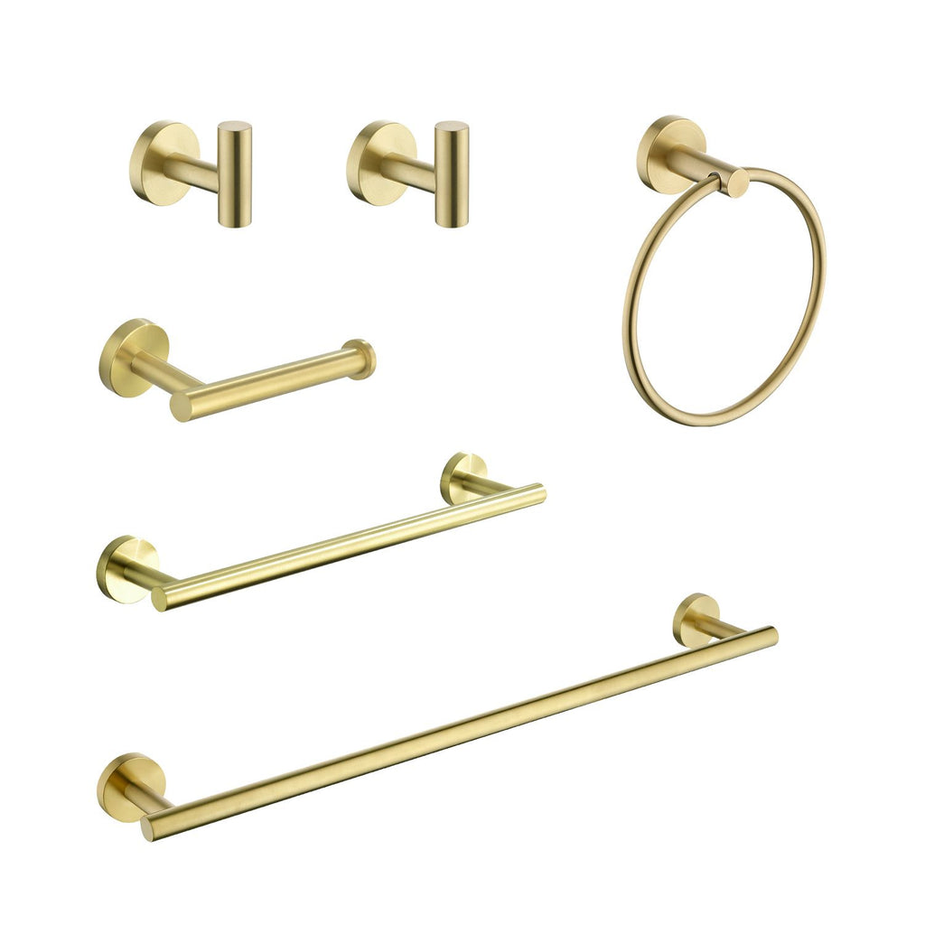 6-Piece Stainless Steel Bathroom Towel Rack Set – Wall Mount Organizer