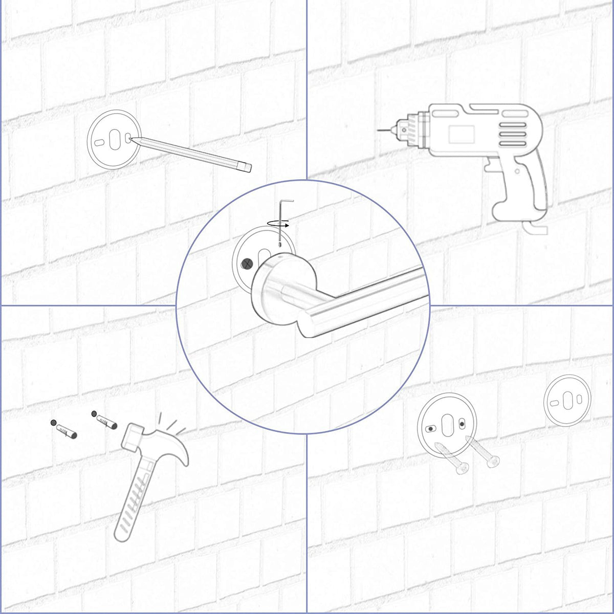 Six-Piece Wall-Mount Bathroom Towel Rack Set for Tidy Spaces