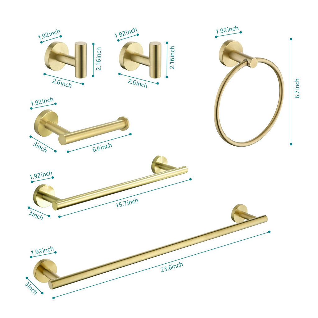 6-Piece Stainless Steel Bathroom Towel Rack Set – Wall Mount Organizer