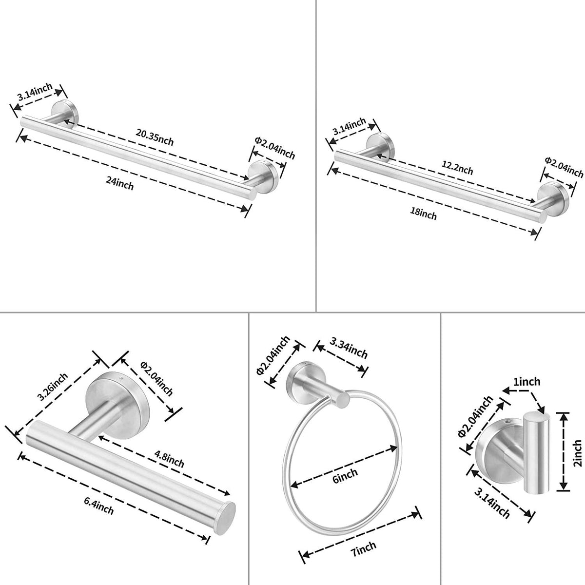 Six-Piece Wall-Mount Bathroom Towel Rack Set for Tidy Spaces