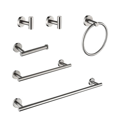 Modern 6-Piece Bathroom Towel Rack Set with Hidden Mounting Holes