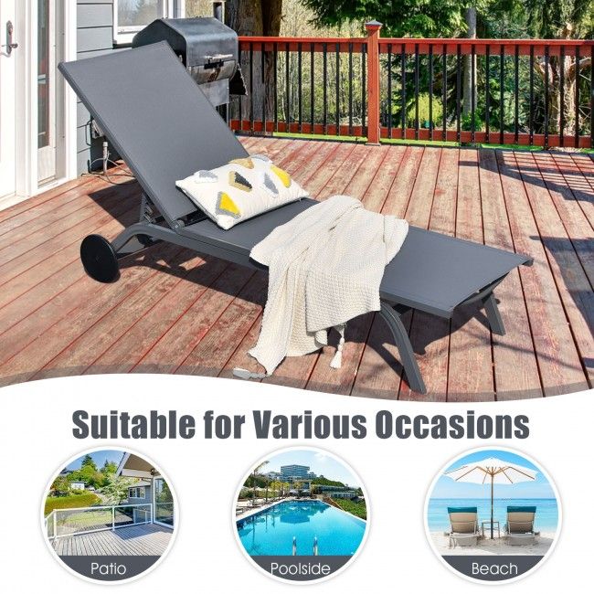 6-Position Adjustable Outdoor Recliner with Ergonomic Comfort