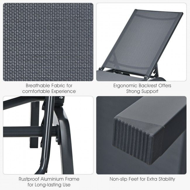 6-Position Adjustable Outdoor Recliner with Ergonomic Comfort