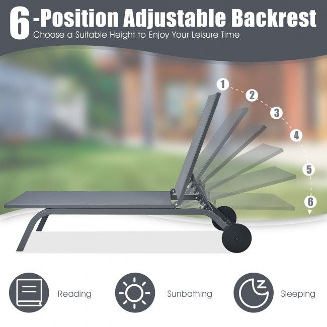 6-Position Adjustable Outdoor Recliner with Ergonomic Comfort