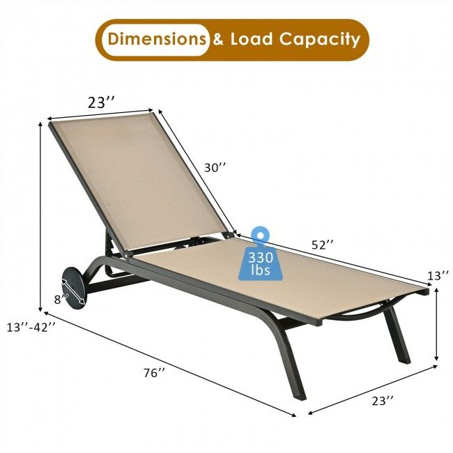 6-Position Adjustable Outdoor Recliner with Ergonomic Comfort
