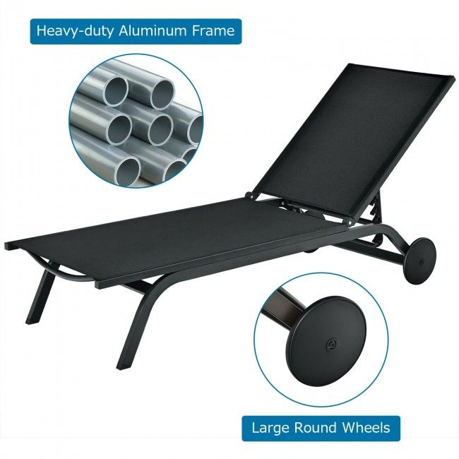 6-Position Adjustable Outdoor Recliner with Ergonomic Comfort
