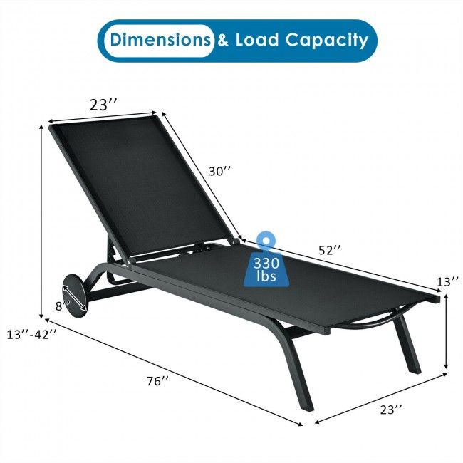 6-Position Adjustable Outdoor Recliner with Ergonomic Comfort